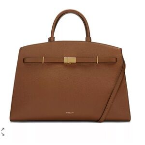 DeMellier The Midi Hudson Grain Leather Satchel with Gold Hardware